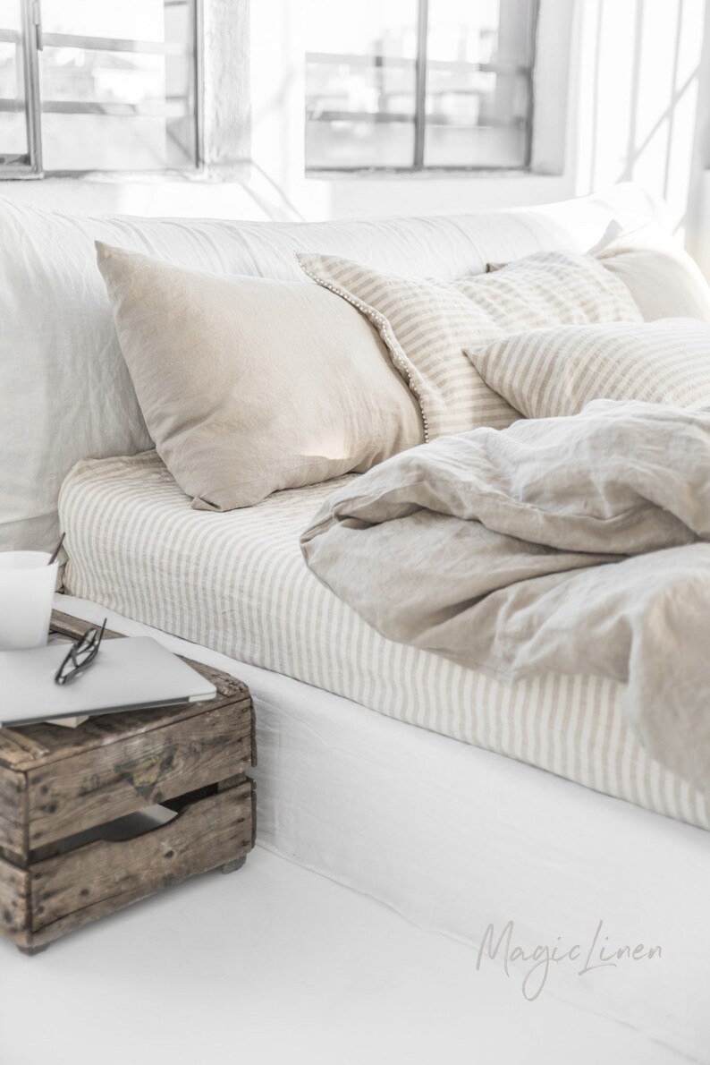 Linen Bedding Set In Natural Oatmeal Color Duvet Cover 2 Pillowcases Us King Queen
