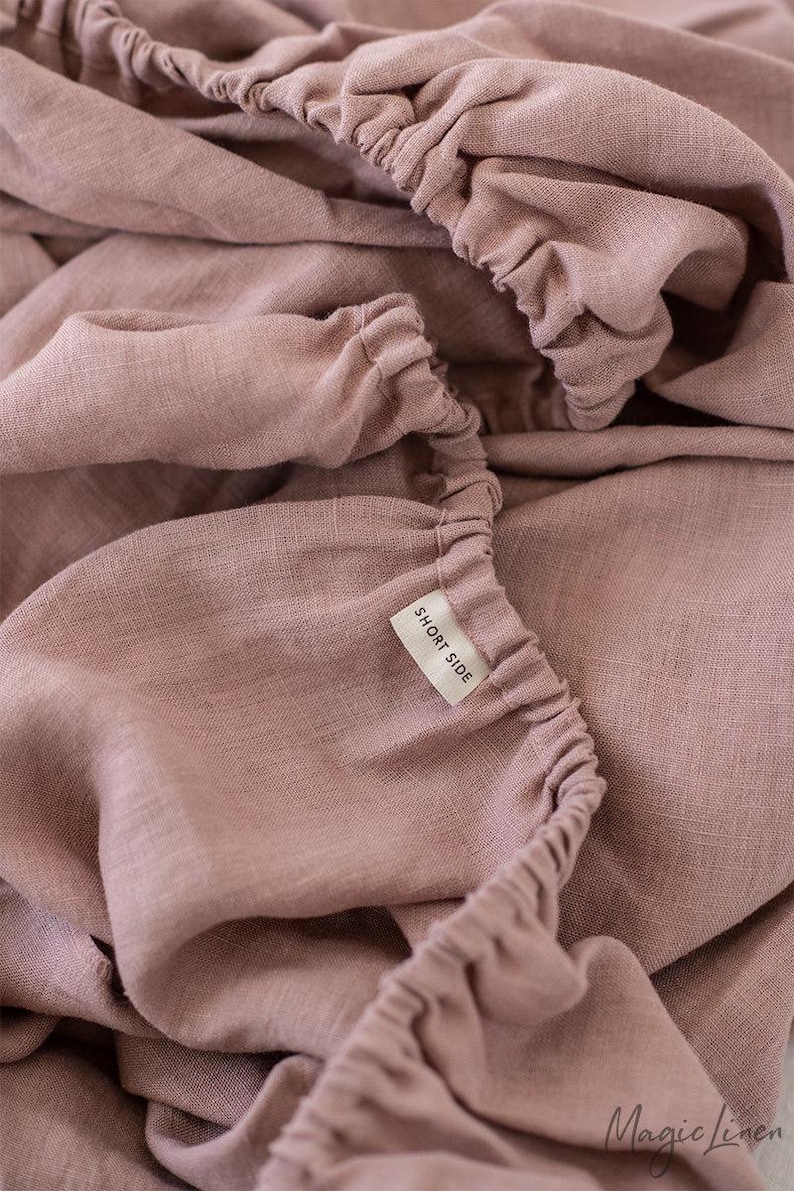 Woodrose linnen lakenset – stoffig roze stonewashed beddengoed – ademend plat laken, hoeslaken en kussenslopen – puur OEKO-TEX gecertificeerd linnen afbeelding 6