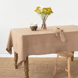 Linen tablecloth in various colors. Round, square, rectangular table linens. Custom linen fabric tablecloth. image 2