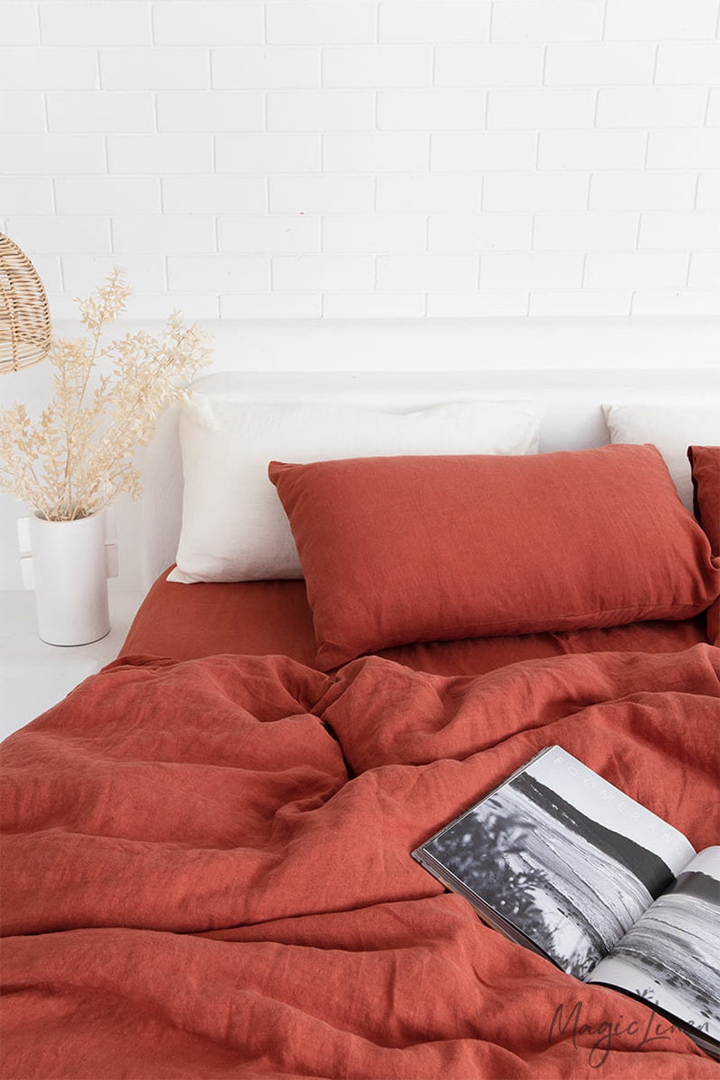 Linen pillow case in Clay color. Softened washed custom size Etsy