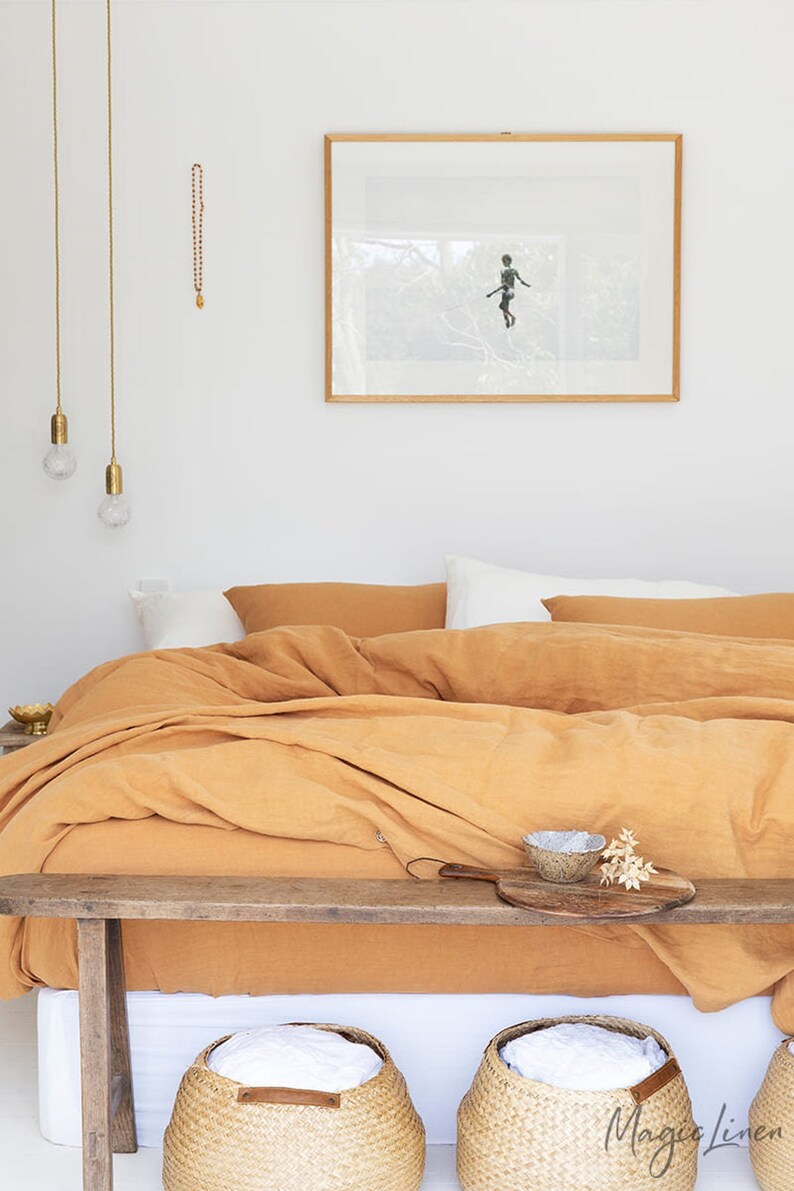 Tan Linen Duvet Cover / Linen Bedding / Duvet Cover Queen Etsy