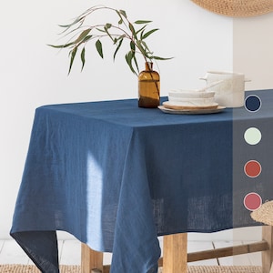 Linen Tablecloth in Various Colors – Soft Stonewashed European Flax – Durable Modern Minimalist Dining Linen – Custom Size for Everyday Use