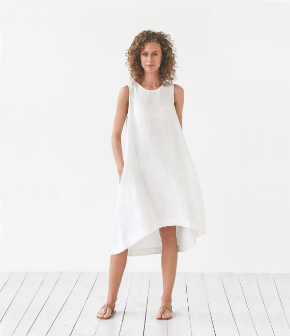 White Linen Dress Royal Toscana 