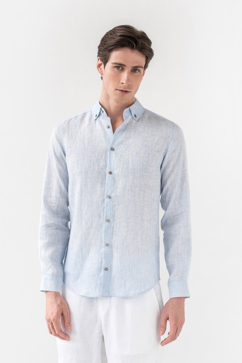 Linen Shirt for Men NEVADA. Long Sleeve Classic Linen Shirt - Etsy