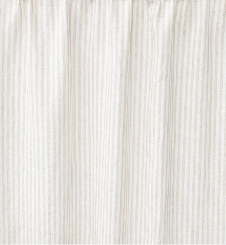 Natural Striped Linen Flat Sheet – Stonewashed European Top Sheet – Natural Soft Neutral Bedding – Coastal Cottage Style – Queen King Sizes image 4
