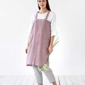 Etsy - Japanese crossbyback linen apron in Woodrose by MagicLinen