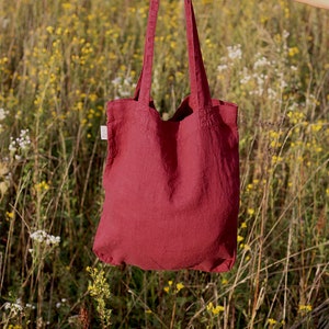 Linen tote bag. Linen bag in various colors. Linen shopping bag. Burgundy