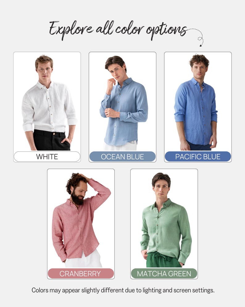 Camicia da uomo in lino azzurro cielo – Camicia da uomo in lino leggero a maniche lunghe – Camicia con bottoni dalla vestibilità comoda – Abbigliamento traspirante NEVADA immagine 8