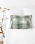 Forest Green Gingham Linen Pillowcase – Stonewashed Sham in Checkered Flax – Custom Breathable Pillow Cover – Cottagecore Bedding Accent