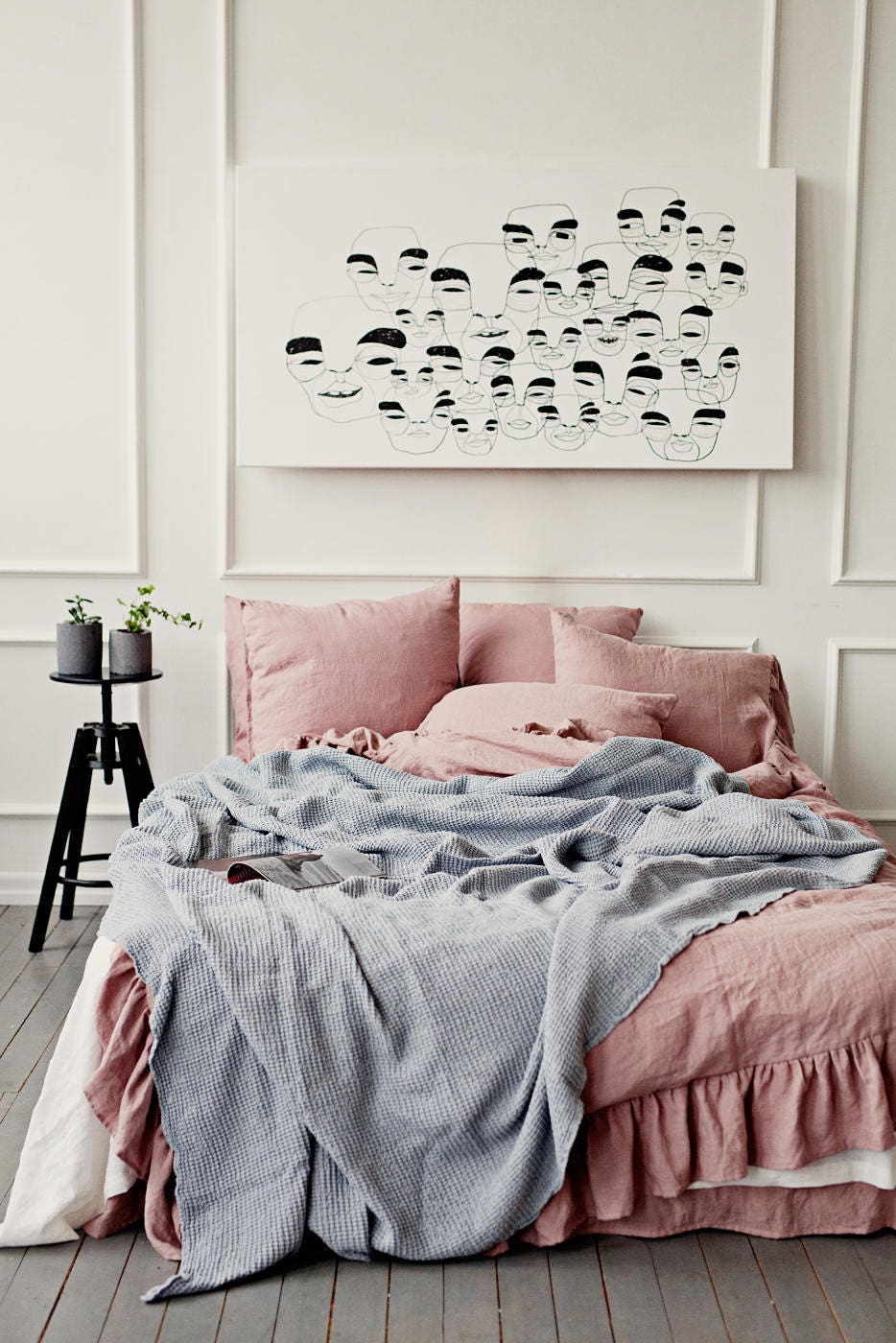 Gray Linen Throw Grey Solid Color Victorian Cotton Gray Linen Throw Grey Solid Color Victorian Cotton