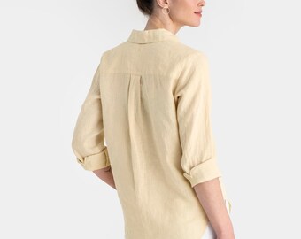 Cream Linen Shirt for Women – Oversized Lightweight Button up