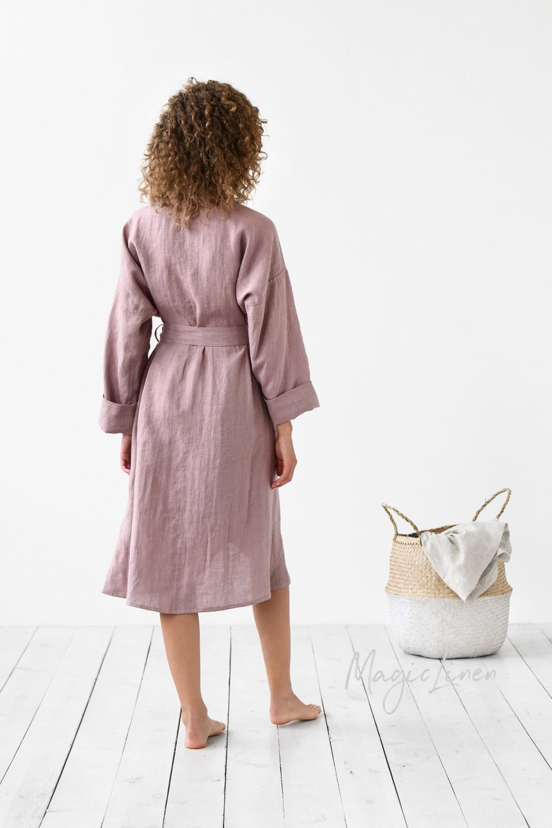 Linen robe in various colors / Dressing gown / Linen bathrobe / Perfect gift for woman image 2