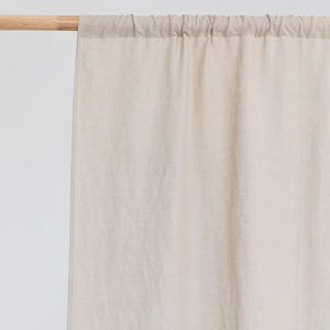 Natural Linen Curtain Panel – Soft Neutral Rod Pocket Drape – Semi Sheer Flax Window Curtain for Organic Light, Privacy, Earthy Interiors