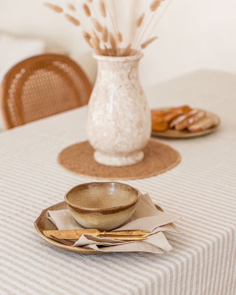 Etsy - Striped in Natural Linen tablecloth by MagicLinen