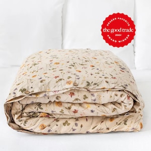 Botanical Linen Duvet Cover — Floral Queen Duvet Cover — King Linen Bedding — Plant Print Bedding