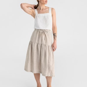 Sleeveless linen top OLINDA in Wheat. Linen blouse. Linen crop top. Basic linen top for women image 8