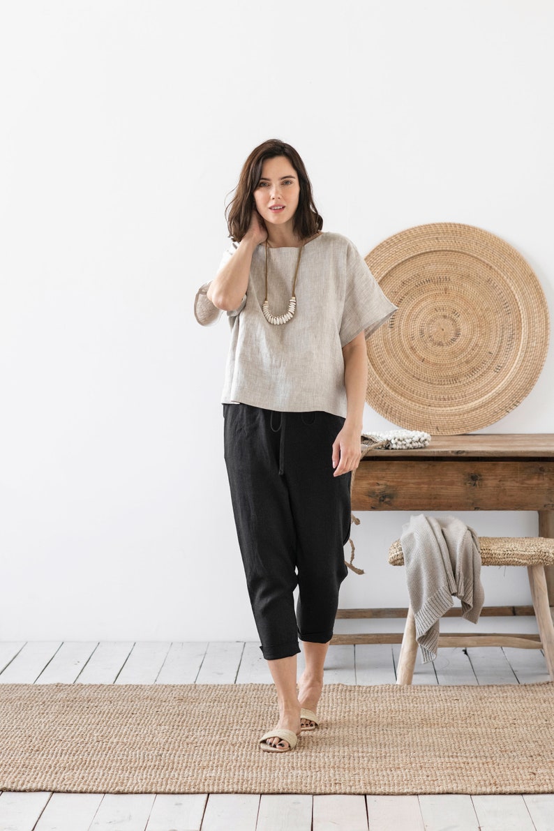 Linen pants DOMME in Various colors / Loose linen trousers / Clothing for women / Made to order image 8