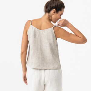 Sleeveless linen top ZION in Natural melange Spaghetti strap top Summer clothing for women Linen tank top image 2