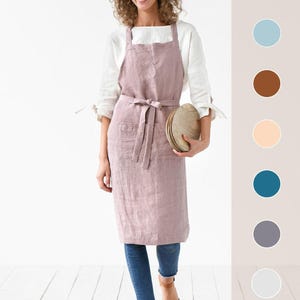 MagicLinen 100% Linen Apron - Cooking Apron for Women with Pockets - Stylish Kitchen Apron for Men and Women - Kitchen Apron