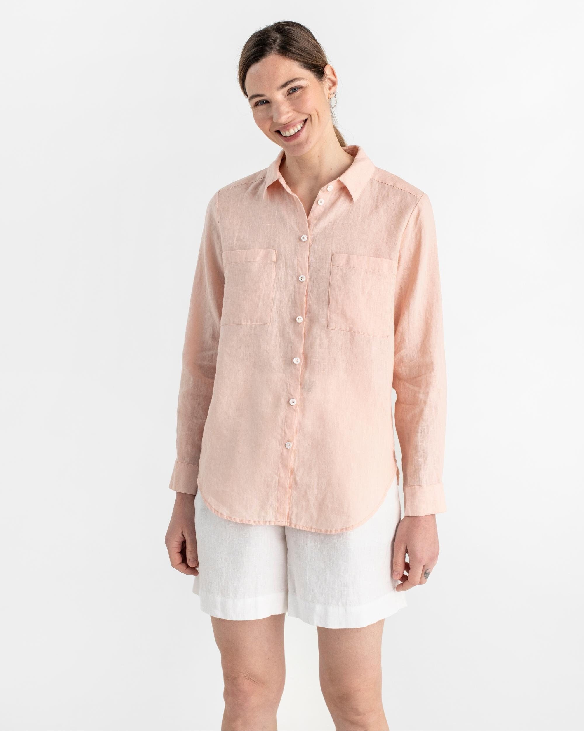 Cream Linen Shirt for Women – Oversized Lightweight Button