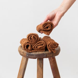 Cinnamon Waffle 5 Face Cloth Set – Soft Linen Cotton Washcloths for Daily Skincare, Baby Care or Bath – Eco Friendly, Zero Waste Towels Gift