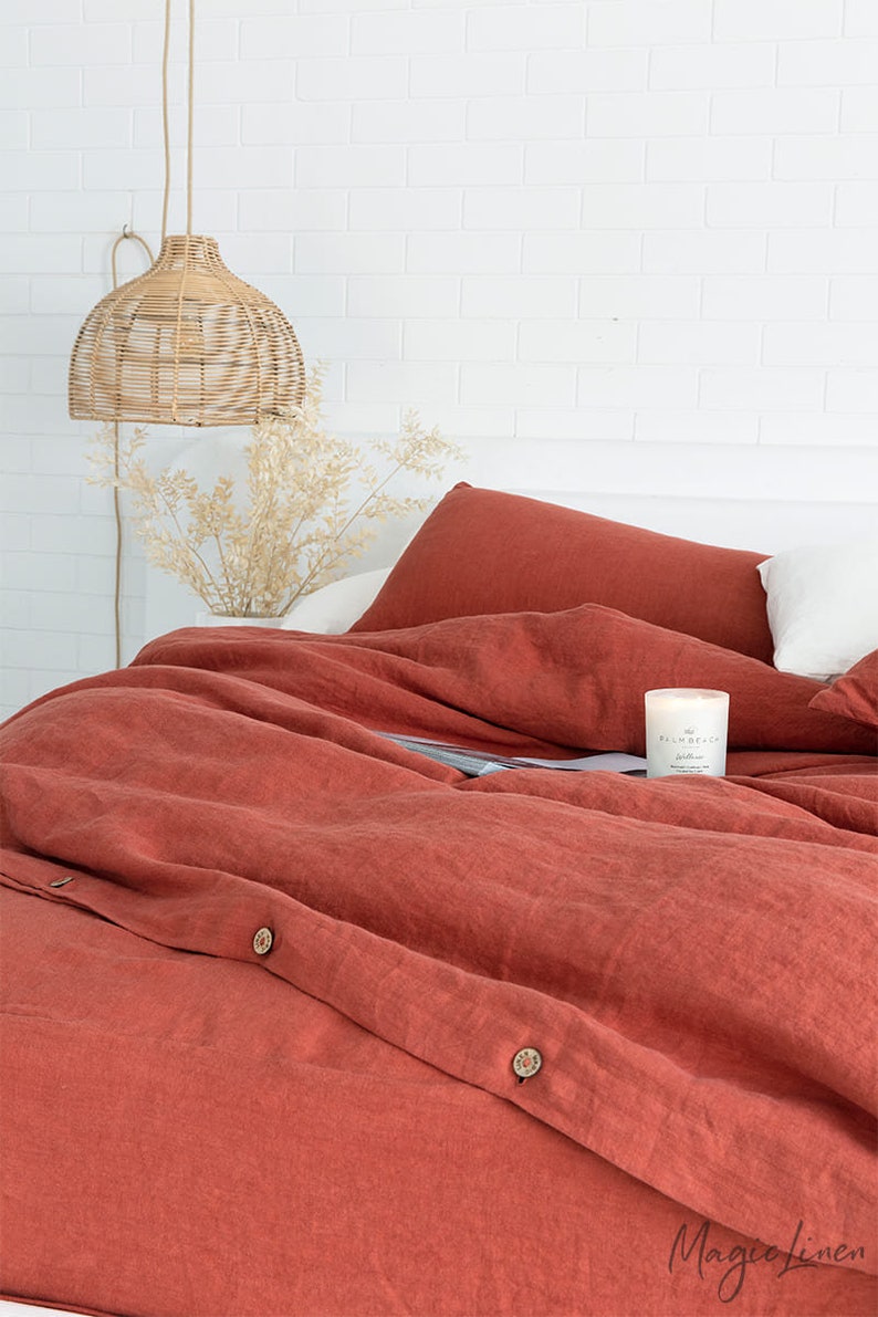 Linen pillow case in Clay color. Softened washed custom size Etsy