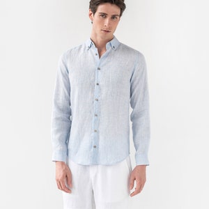 Linen shirt for men NEVADA. Long sleeve, classic linen shirt with buttons. Summer shirt. Linen clothing for men image 8