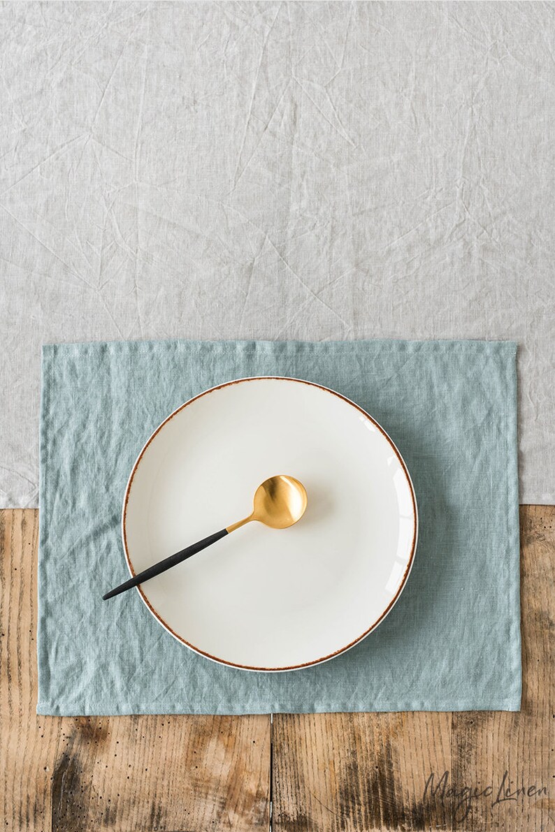 Linen placemats set in Dusty Blue. Linen placemats. Sets of 2 Etsy