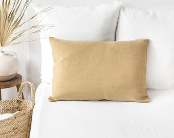 Linen pillow case in Sandy beige | Softened, washed, custom size pillowcase | Bed linen