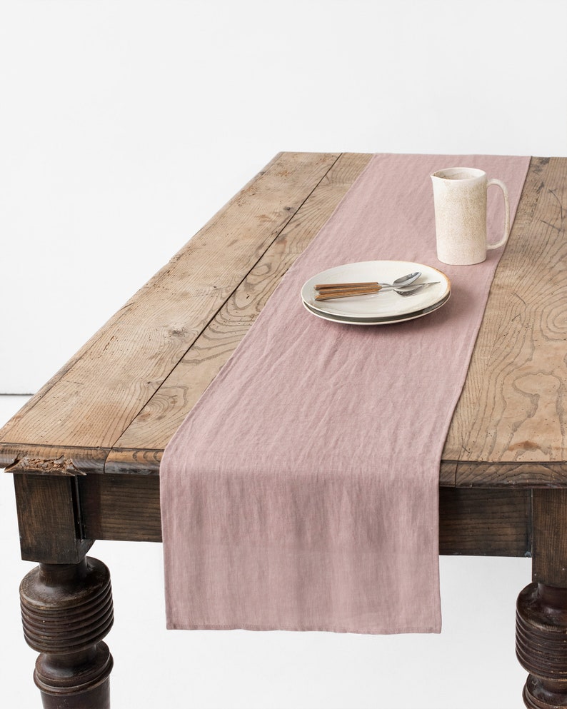 Linen table runner. Handmade, stone washed linen runner. Softened linen runner. Table linens, table decor. Woodrose