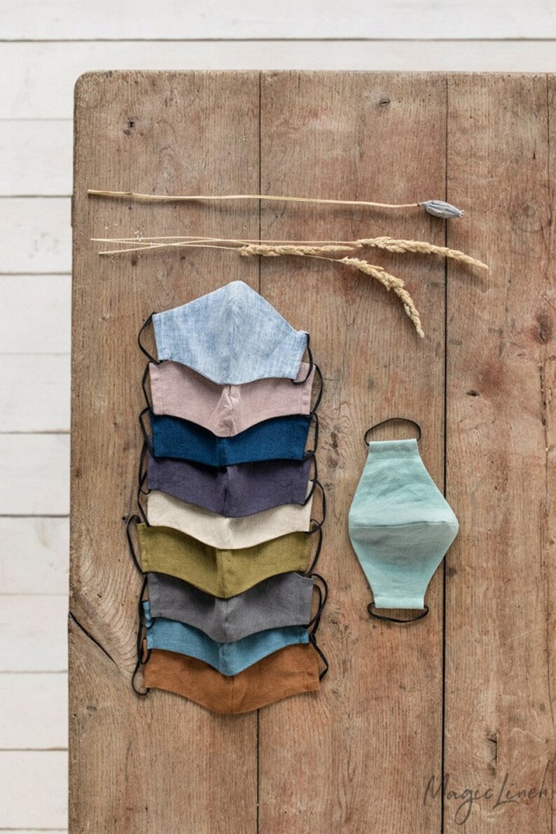 Linen face mask bundle of 5. Washable face masks. Reusable image 0