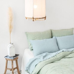 Dusty Blue Linen Flat Sheet – Stonewashed Flax Bedding – Soft Cool Tone Top Sheet – Breathable Natural Layer – Queen King Sizes image 6