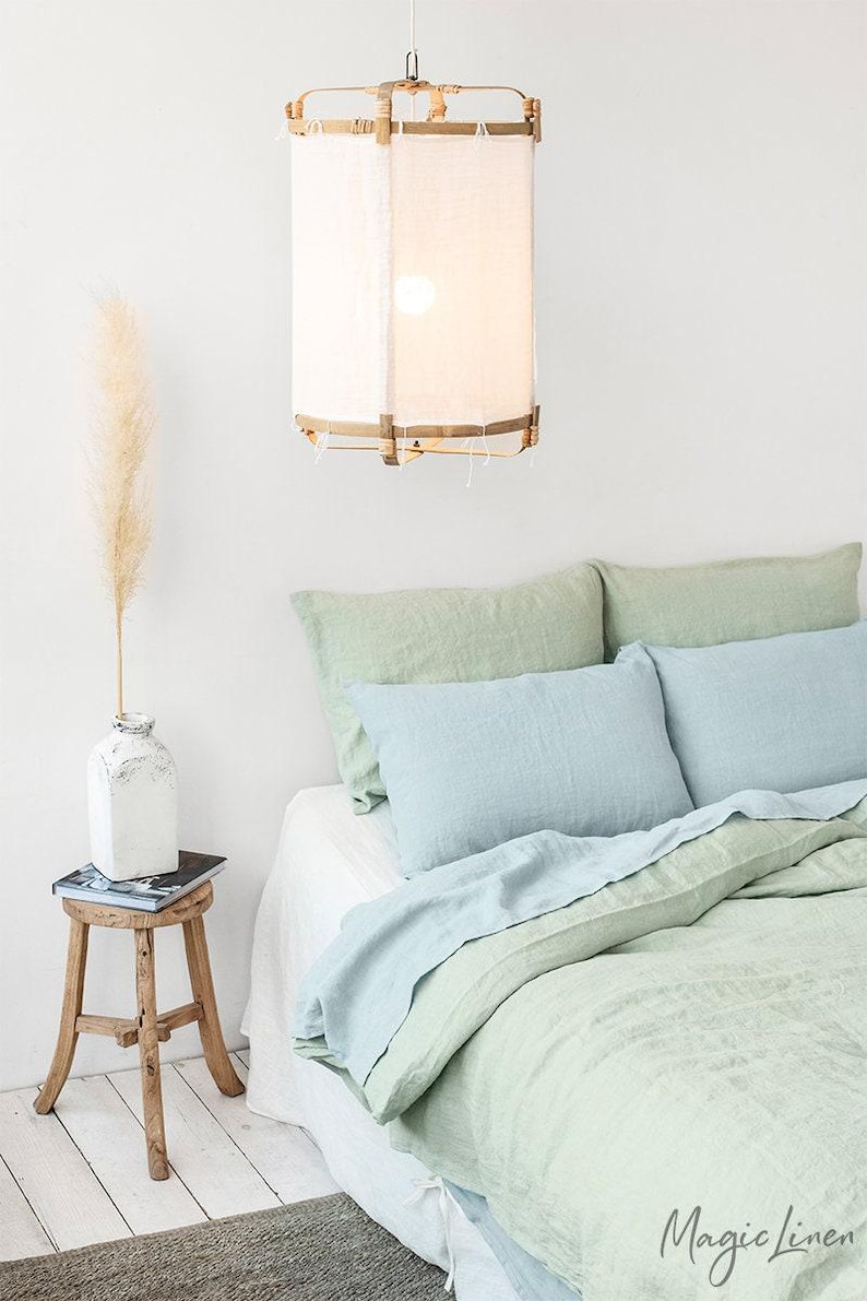 Dusty Blue Linen Flat Sheet – Stonewashed Flax Bedding – Soft Cool Tone Top Sheet – Breathable Natural Layer – Queen King Sizes image 6