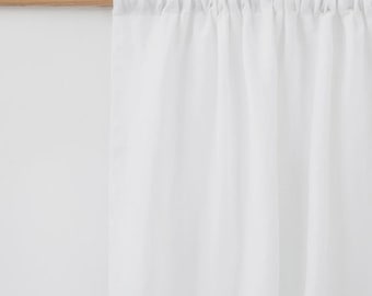 White Linen Curtain Panel – Semi Sheer Rod Pocket Drapes for Living Room or Bedroom – Custom Size Soft Window Curtain – Farmhouse Decor