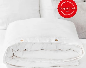 White Linen Duvet Cover — Queen Duvet Cover — King Comforter Cover — Linen Bedding