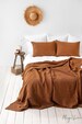 Waffle linen blanket in Cinnamon. Linen throw blanket. Linen bed throw in King, Queen sizes. Bedspread, coverlet. 