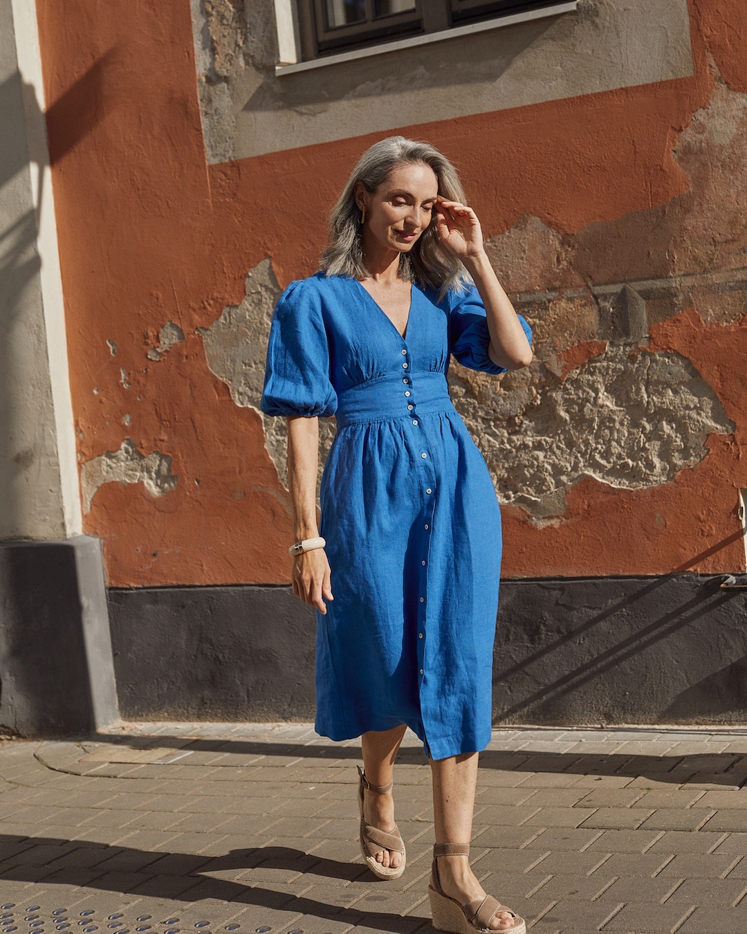blue fit and flare dress Dark Chiffon Maxi with Silhouette Back Fit and Flare Knee Length Dress with usable pockets Fit and Flate Knit Dress