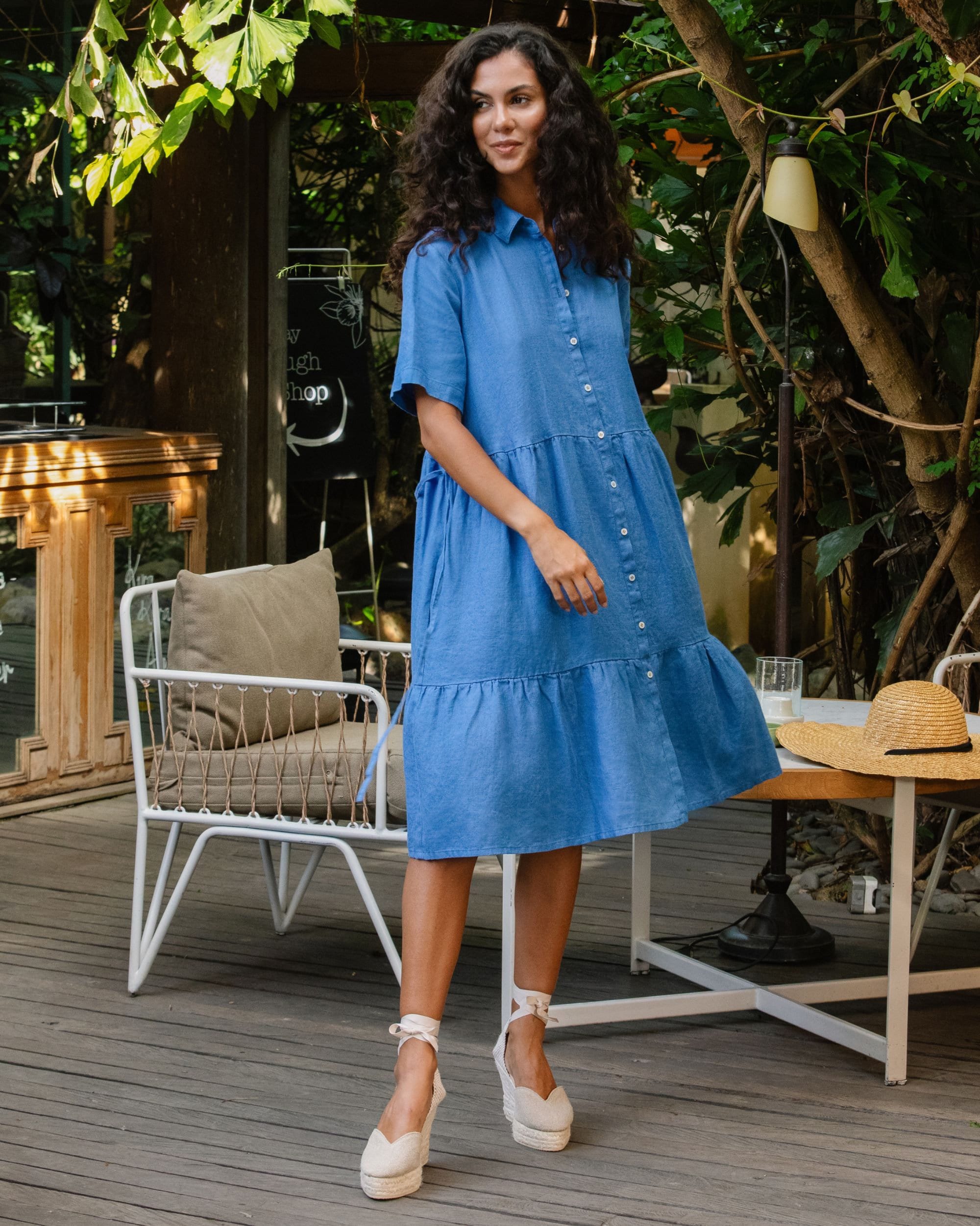linen shirt over dress Rhiona Linen Shirt Dress