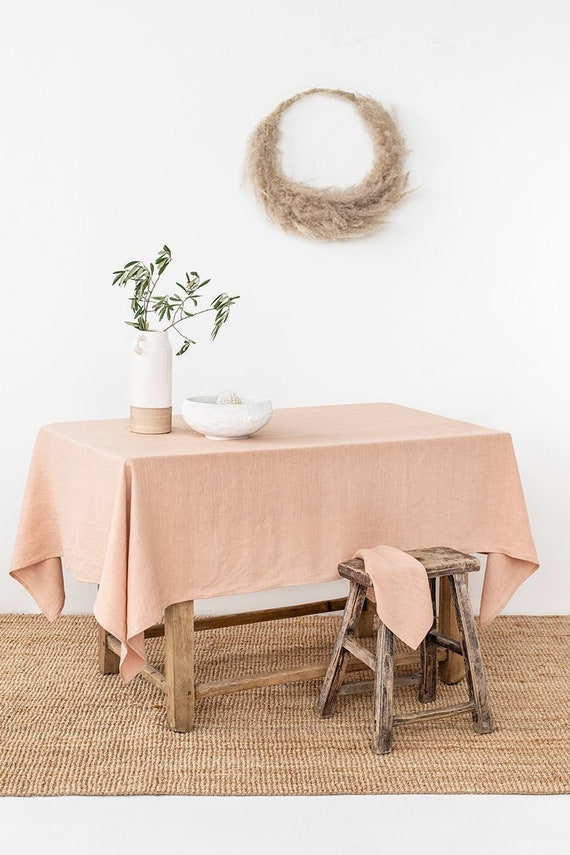 Peach Linen Tablecloth Round, Square, Rectangular Table Linens Custom Linen  Fabric Tablecloth - Etsy Hong Kong