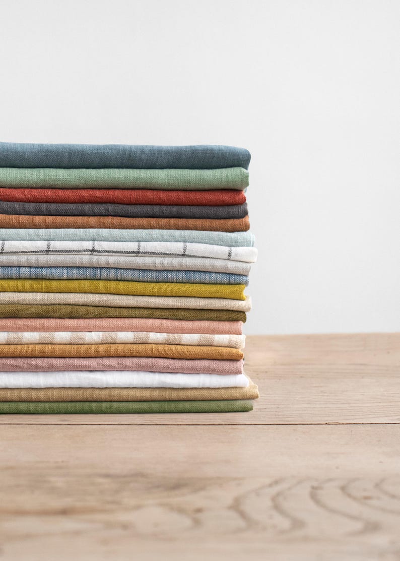 Linen Fabric Sample Pack – MagicLinen Swatch Set for Home Textiles – Stonewashed European Linen – Organic Fabric 25 Color Tester Swatches image 1
