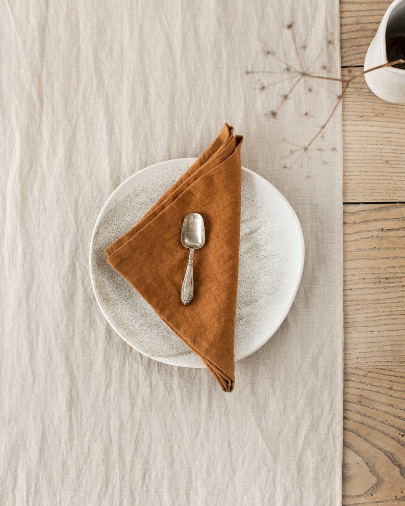 Linen napkin set of 2 Table linens, table decor Stone washed linen cloth napkins Cinnamon