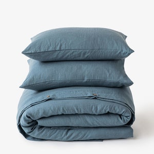 Etsy - Gray blue linen duvet cover set (3 pcs) by MagicLinen