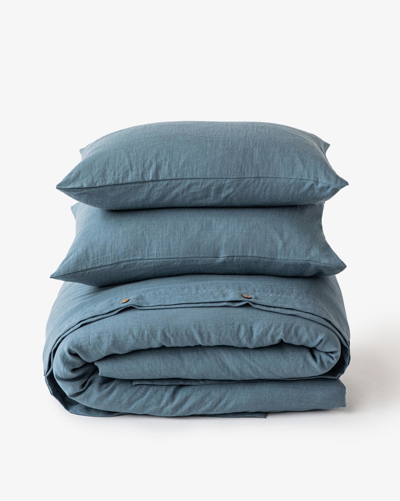 Etsy - Gray blue linen duvet cover set (3 pcs) by MagicLinen