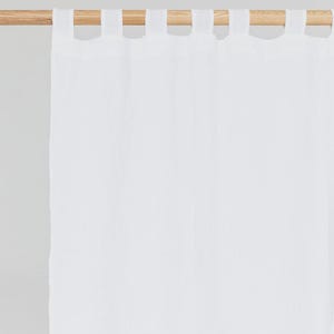 Wit linnen gordijnpaneel – Semi-transparante gordijnen voor woonkamer, slaapkamer of keuken – Zachte, neutrale boerengordijnen met stonewashed