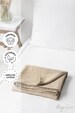 Linen flat sheet in Natural Linen (Oatmeal) color. Custom size bed sheets, linen bedding. King, Queen sizes. 