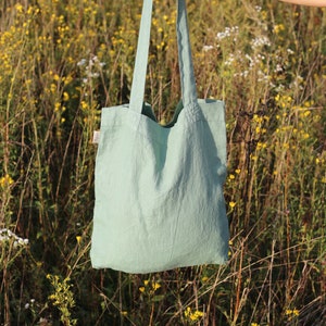 Linen tote bag. Linen bag in various colors. Linen shopping bag. Matcha green