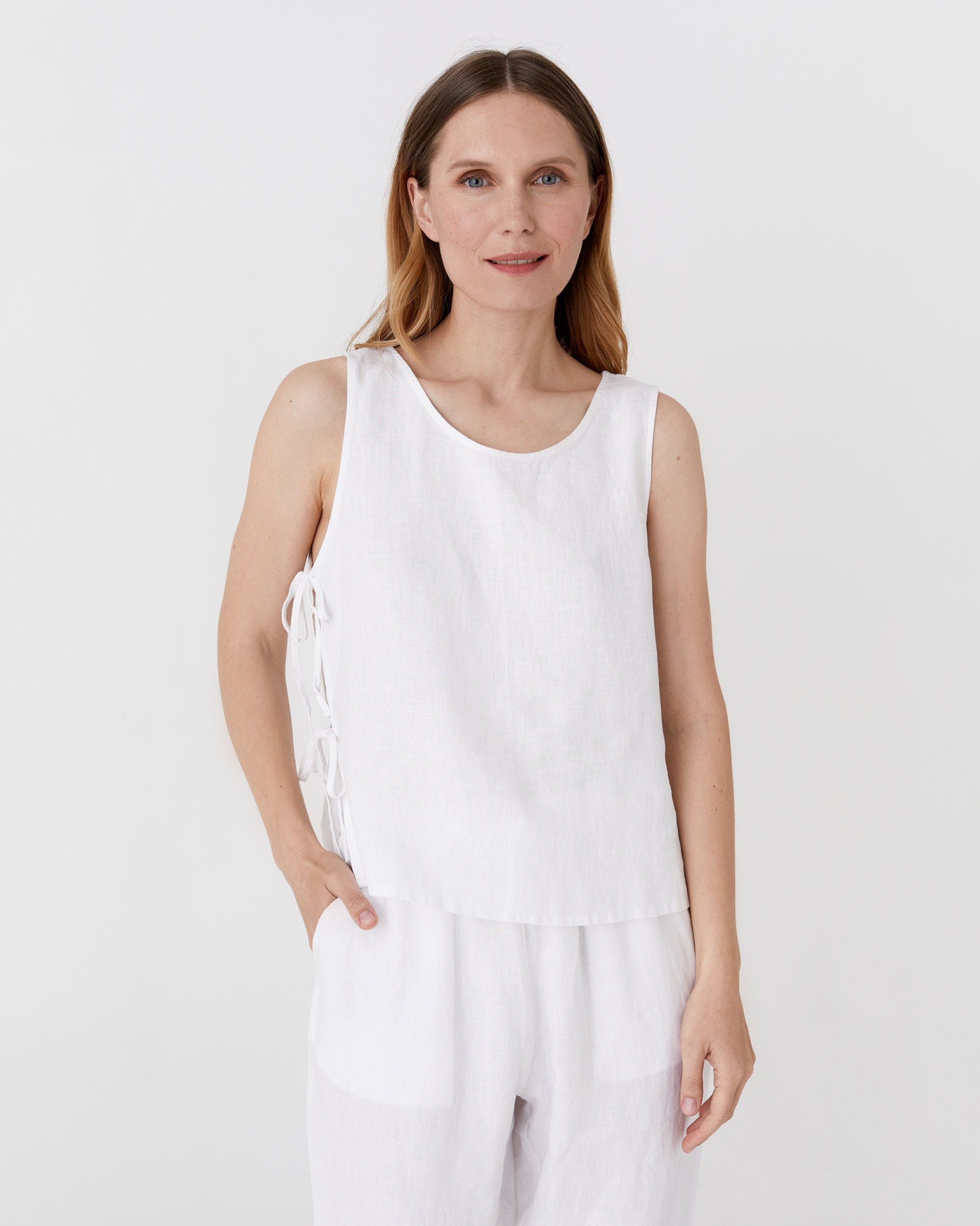 Linen Tank Top for Women LUCERNE, Natural Melange Linen Top