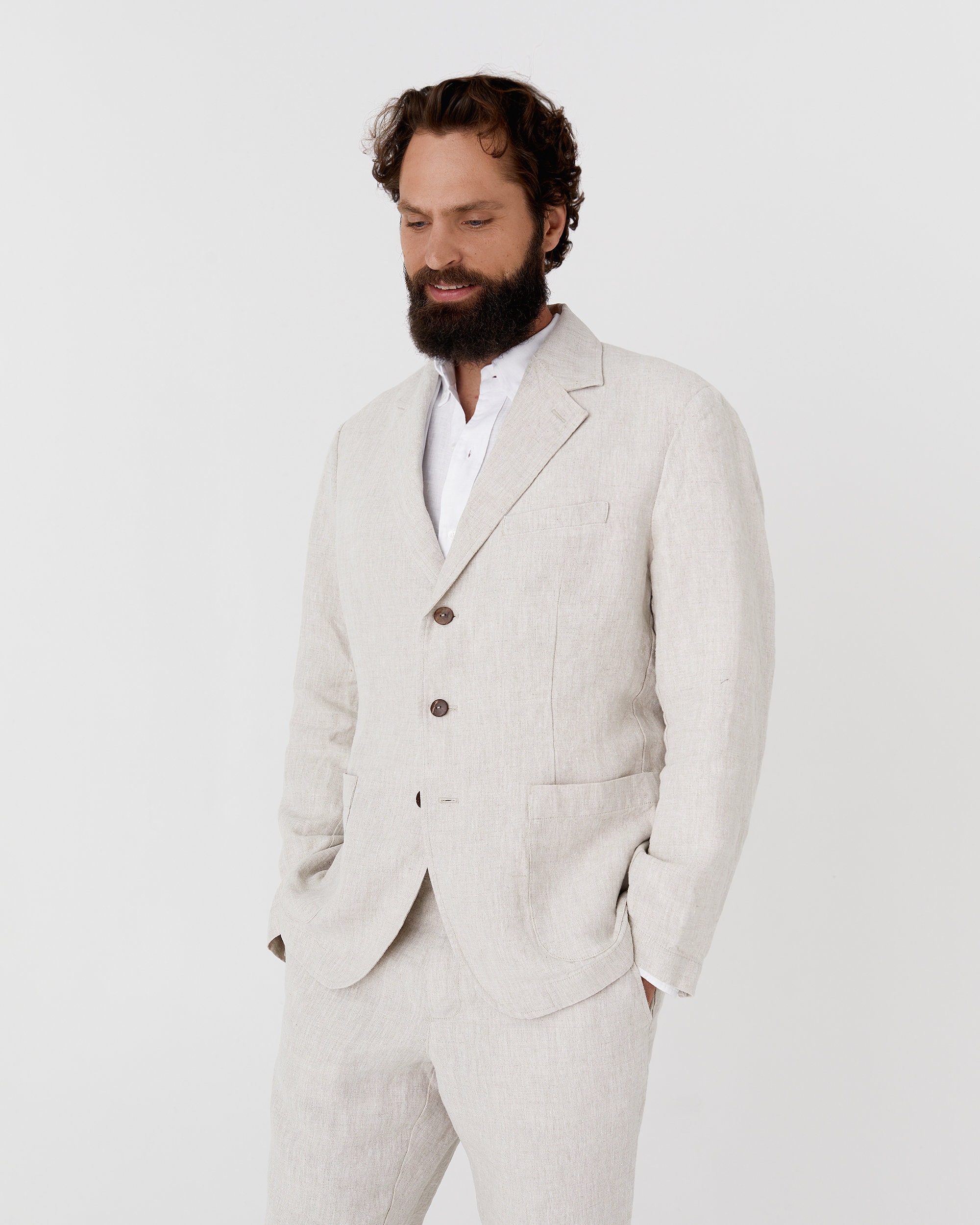 Linen Jacket for Men SALVADOR in Natural Melange Mens Linen Jacket Formal Jacket Linen Suit Blazer Long Sleeve Heavyweight Linen Etsy