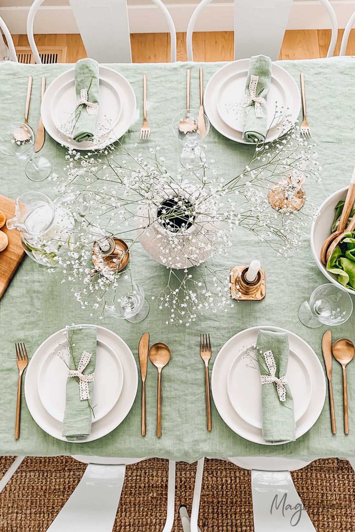 Green linen napkins Green napkins Linen napkins set Etsy