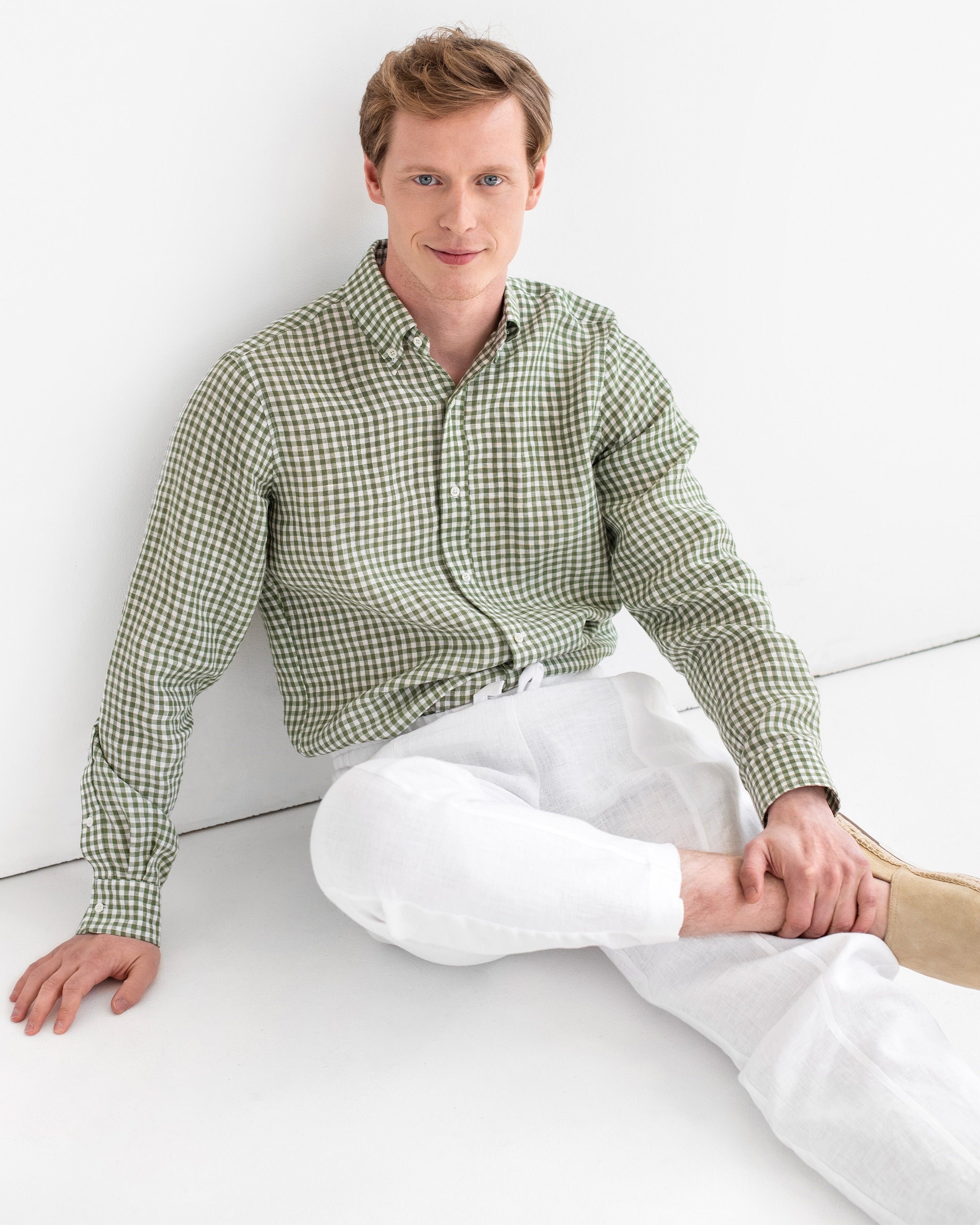 mens green gingham dress shirt Men's Blue & Green Gingham Dress Shirt (Checkered Shirt) Traditional / 17 / l-xl / 34-35